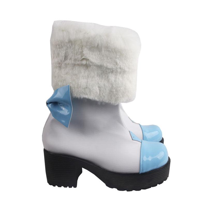 v hatsune miku snow miku anime blue and white cosplay boots shoes