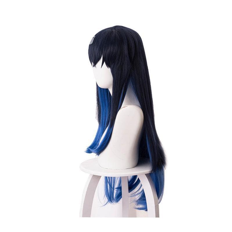 Anime Demon Slayer Kimetsu no Yaiba Hashibira Inosuke Blue Gradient Color Cosplay Wigs