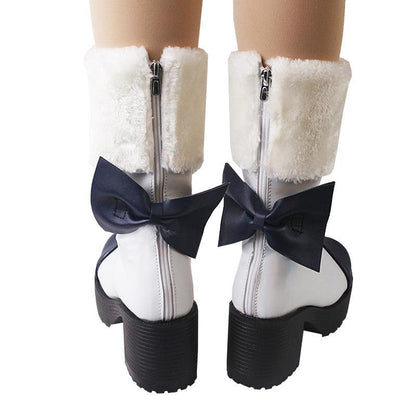 v hatsune miku snow miku anime black and white cosplay boots shoes