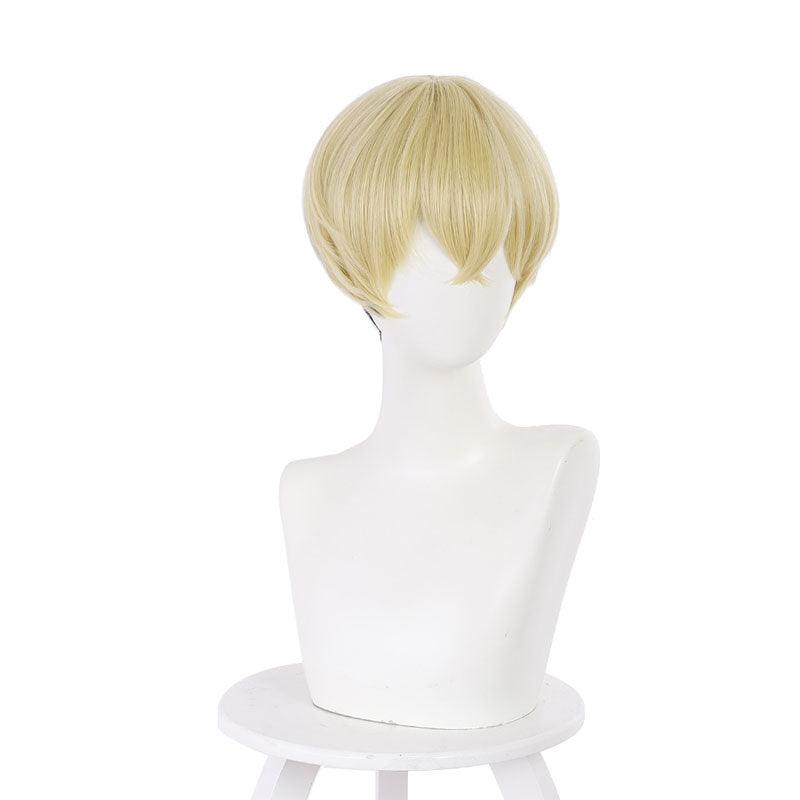 anime tokyo revengers chifuyu matsuno light gold gradient black short cosplay wigs