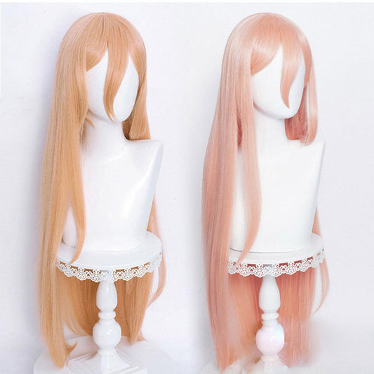 coscrew anime chainsaw man power pink long cosplay wig mm33