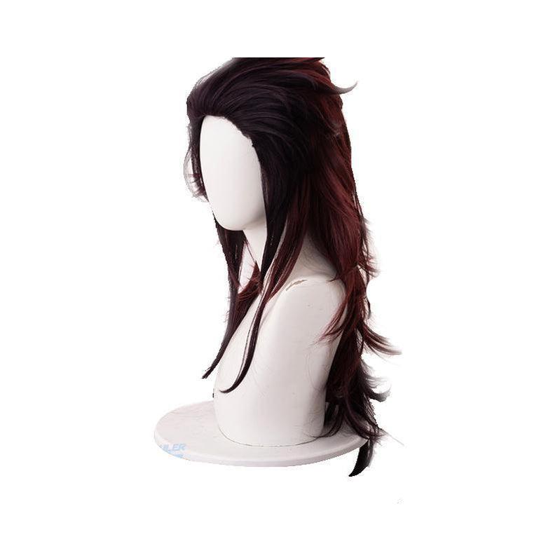 anime demon slayer kimetsu no yaiba tanjirou kamado red mix black long ponytail cosplay wigs