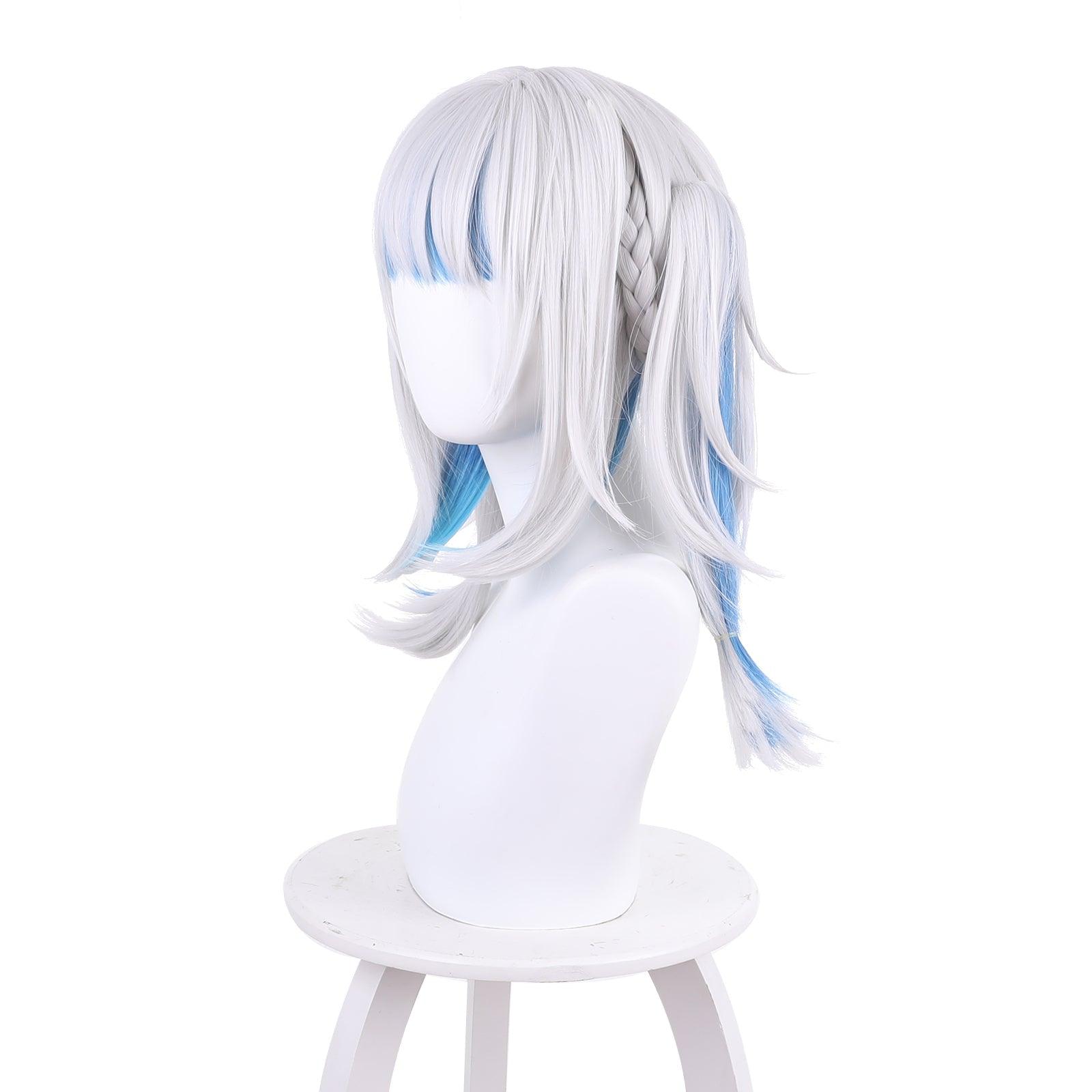 coscrew hololive virtual vtuber gawr gura white and blue medium cosplay wig 444c