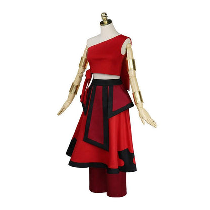 Anime Avatar: The Last Airbender Katara Red Dress Outfit Cosplay Costume