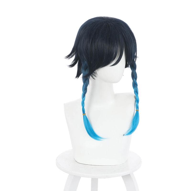 game genshin impact venti gradient blue braided cosplay wig