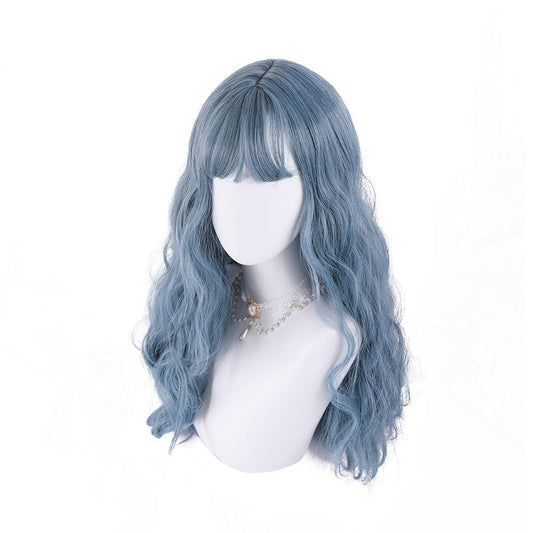 coscrew rainbow candy wigs light blue long curly lolita wig loli 002a