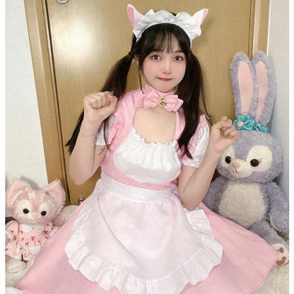 Pink Cat French Maid Outfit Plus Size Dress Cute Lolita Fancy Dress Cosplay Costume