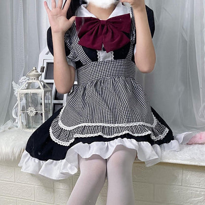 Coffee Shop Waiter Anime Maid Outfit Lolita Dress Japanese Cute Fancy Cosplay Costume