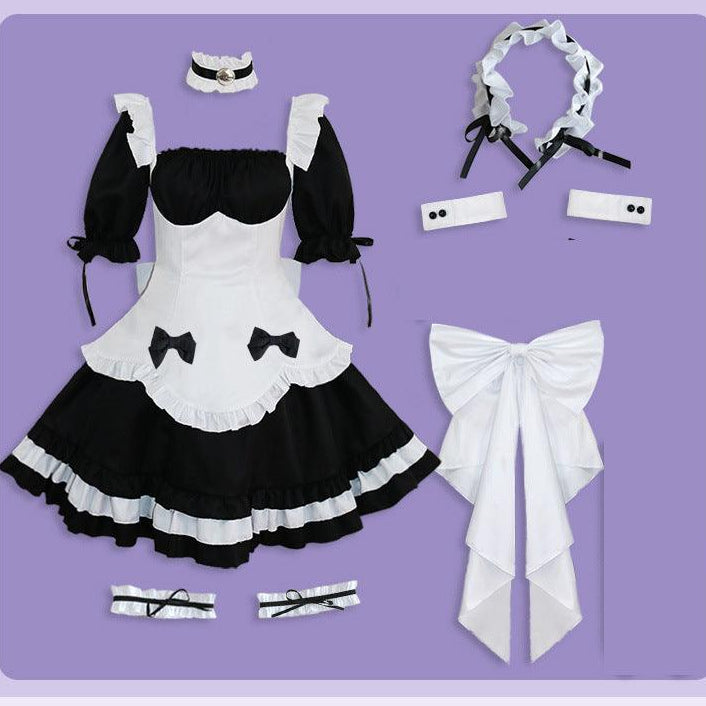 Miracle Nikki Black and White Maid Outfit Lolita Dress Fancy Anime Game Cosplay Costume
