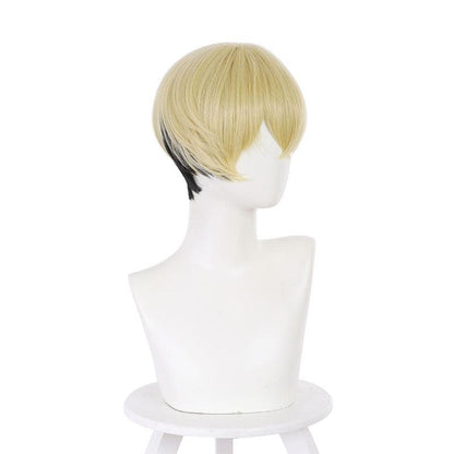 anime tokyo revengers chifuyu matsuno light gold gradient black short cosplay wigs