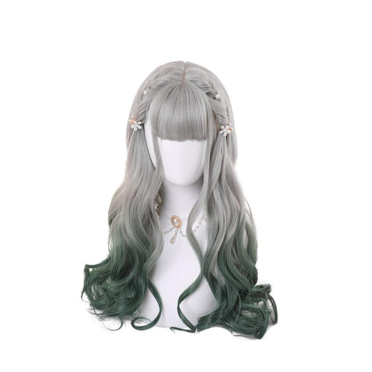 coscrew rainbow candy wigs gray gradient green long lolita wig loli 014a