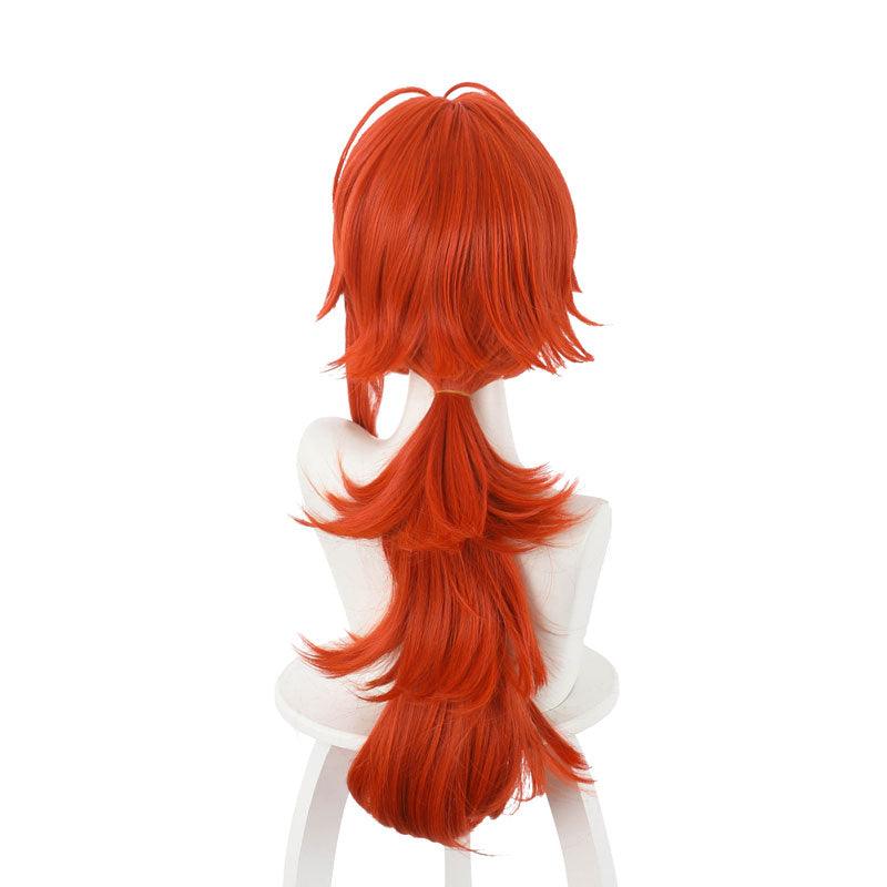 game genshin impact diluc ragnvindr orange cosplay wig