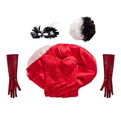 movie cruella cruella de vil red dress halloween cosplay costumes