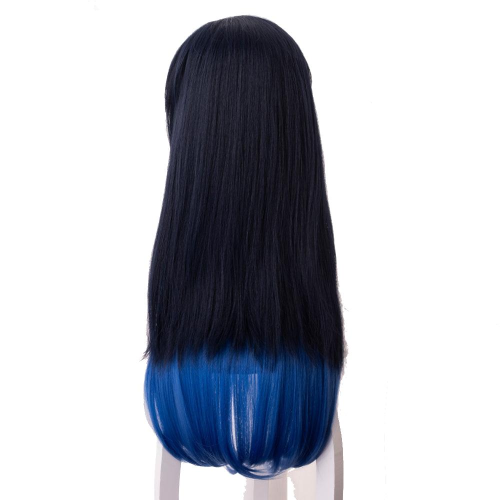 Demon Slayer Hashibira Inosuke Dark blue gradient royal blue Medium Cosplay Wig 487D - coscrew