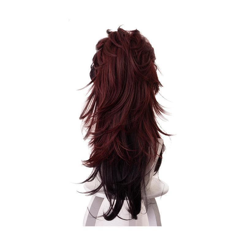anime demon slayer kimetsu no yaiba tanjirou kamado red mix black long ponytail cosplay wigs