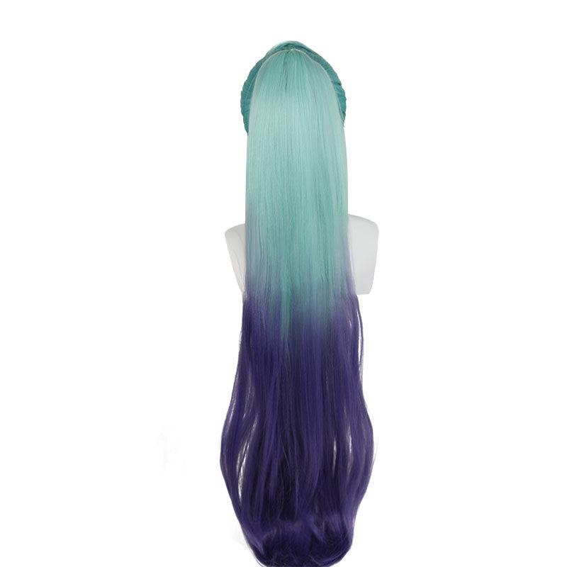 Game LOL KDA ALL OUT Seraphine 100cm Long Green Gradient Purple Cosplay Wigs