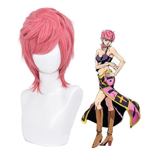 anime jojos bizarre adventure golden wind trish una long pink cosplay wigs