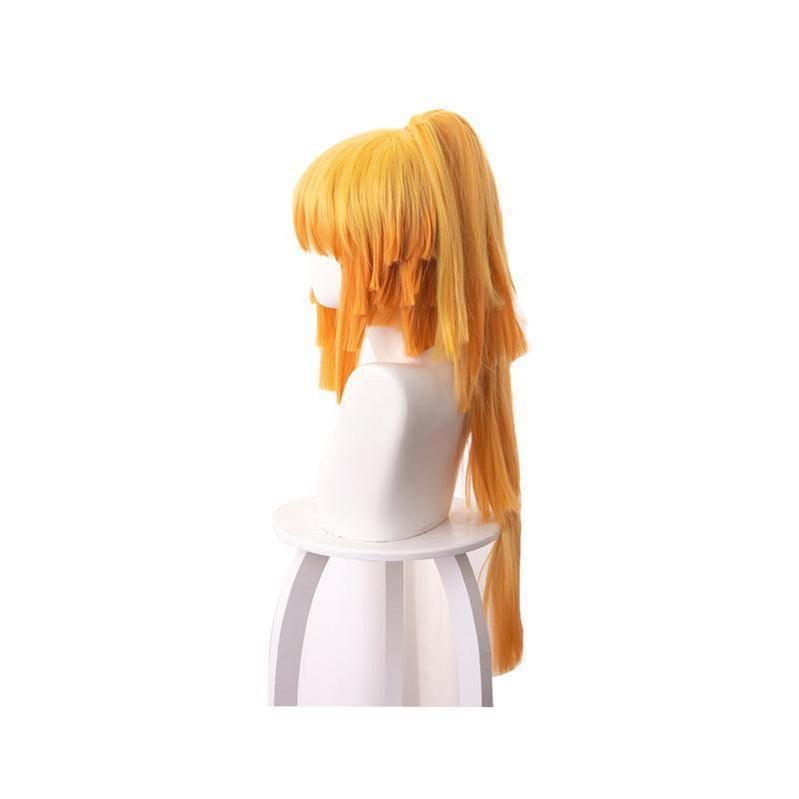 anime demon slayer kimetsu no yaiba zenitsu agatsuma female cosplay wig blonde long ponytail wigs