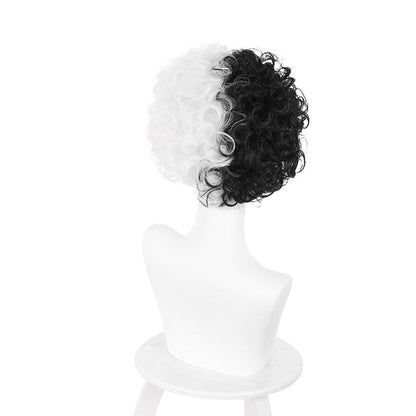 movie cruella cruella de vil black white curly cosplay wigs