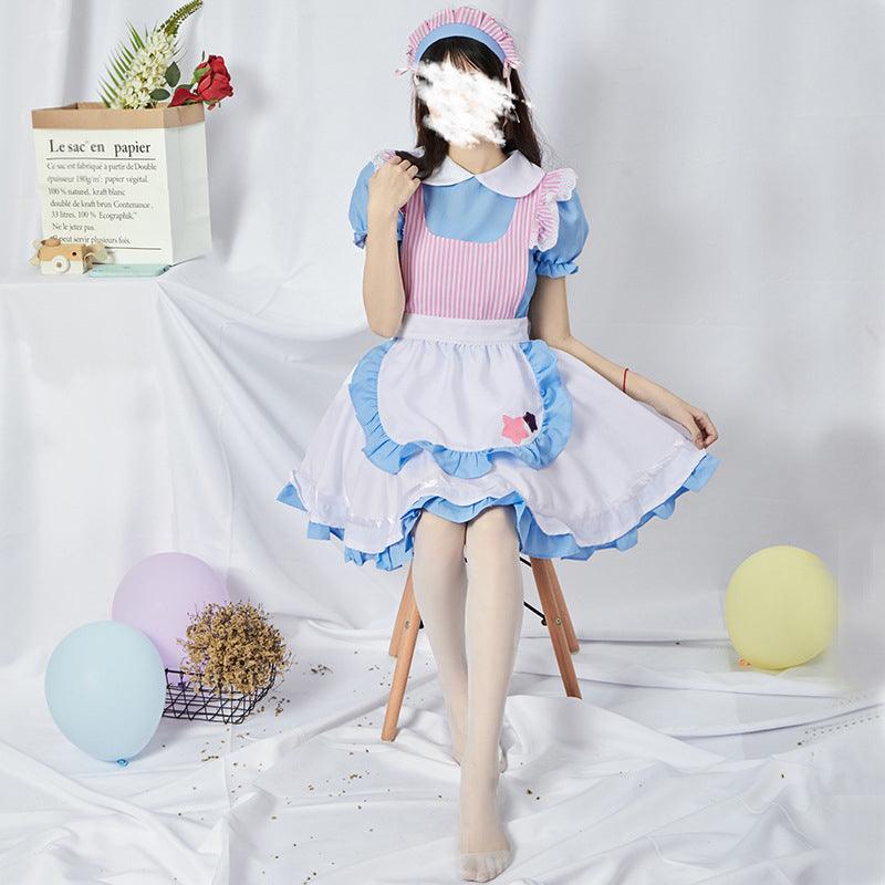 Blue Cute Cat Maid Outfit Dress Lolita Fancy Dress Japanese Anime Cosplay Costume