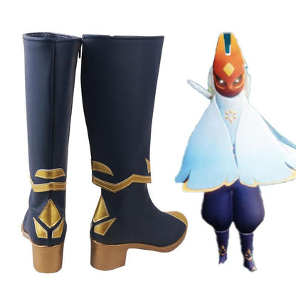 Sky: Children of the Light Season of Winter Spirits Daylight Prairie Festival Spin Navy Blue winter Game Cosplay Boots Shoes - coscrew