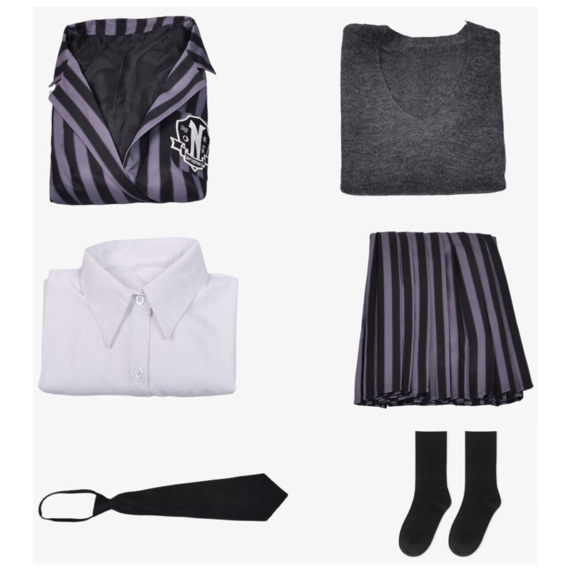 the addams family wednesday addams school uniform cosplay costumes 1