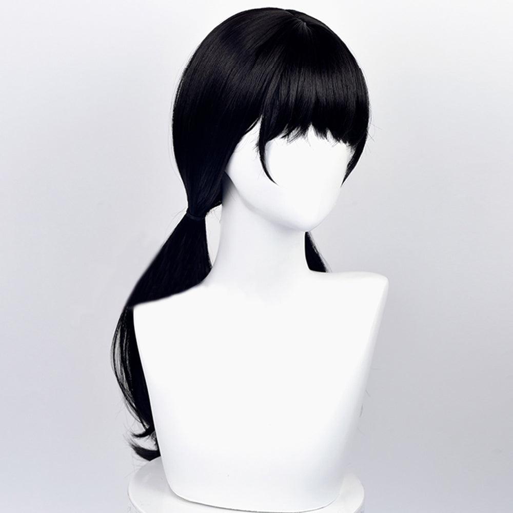 coscrew anime chainsaw man mitaka asa black long cosplay wig 509d