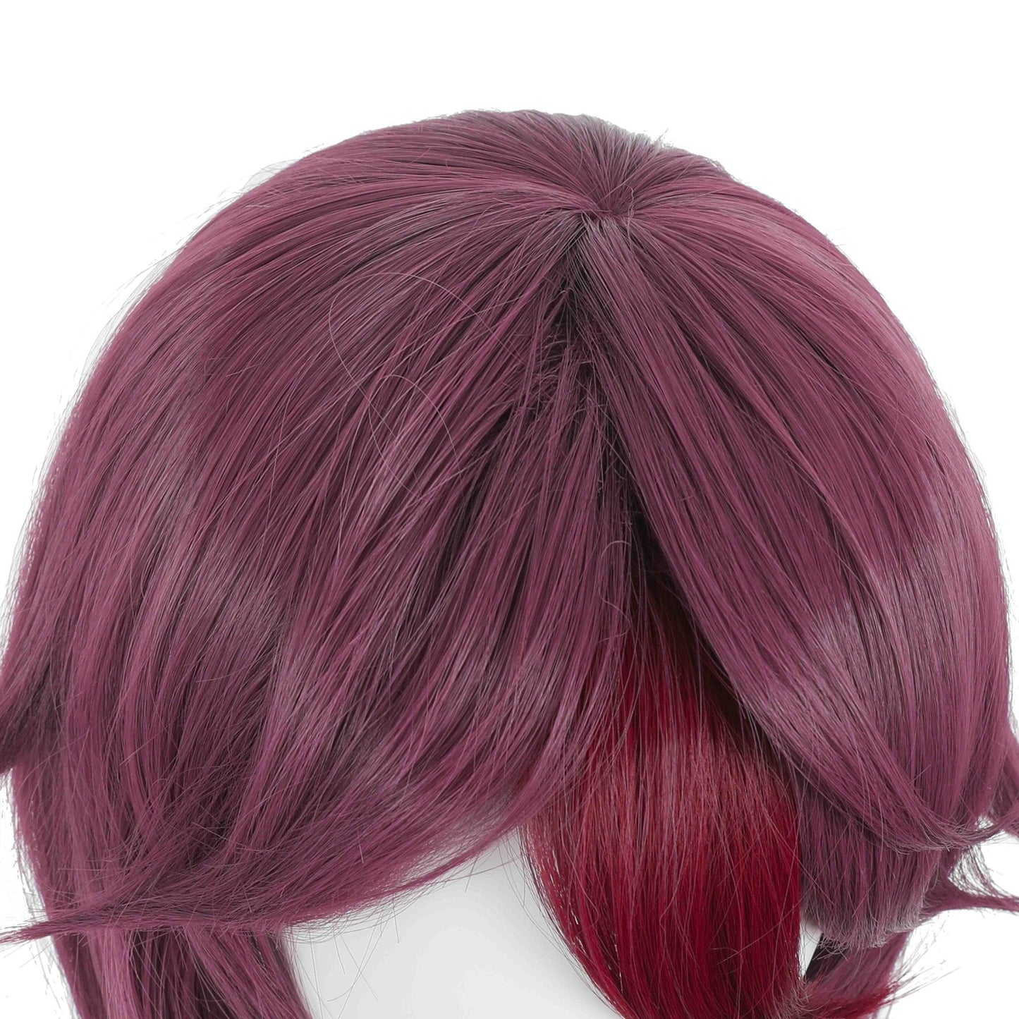 coscrew Anime Genshin Impact Rosaria Purple highlights red Medium Cosplay Wig 503M - coscrew