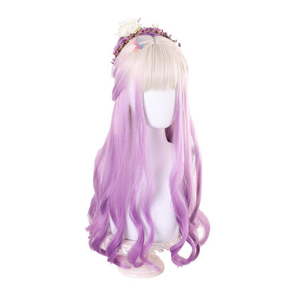 coscrew rainbow candy wigs golden gradient purple long lolita wig loli 015a