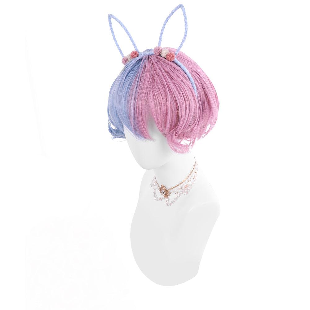 coscrew Rainbow Candy Wigs Black gradient gray blue Short Lolita Wig LOLI-013 - coscrew