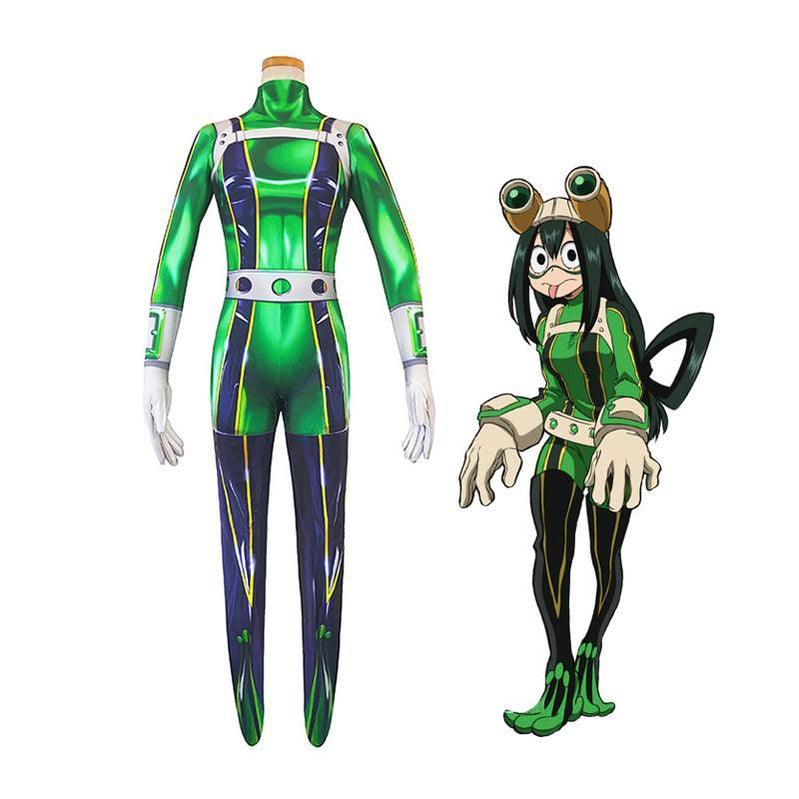 Anime My Hero Academia Tsuyu Asui Frog Combat Jumpsuit Cosplay Costume