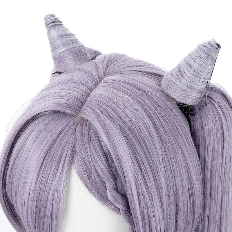 game genshin impact keqing ponytails mixed purple cosplay wig with ears 1