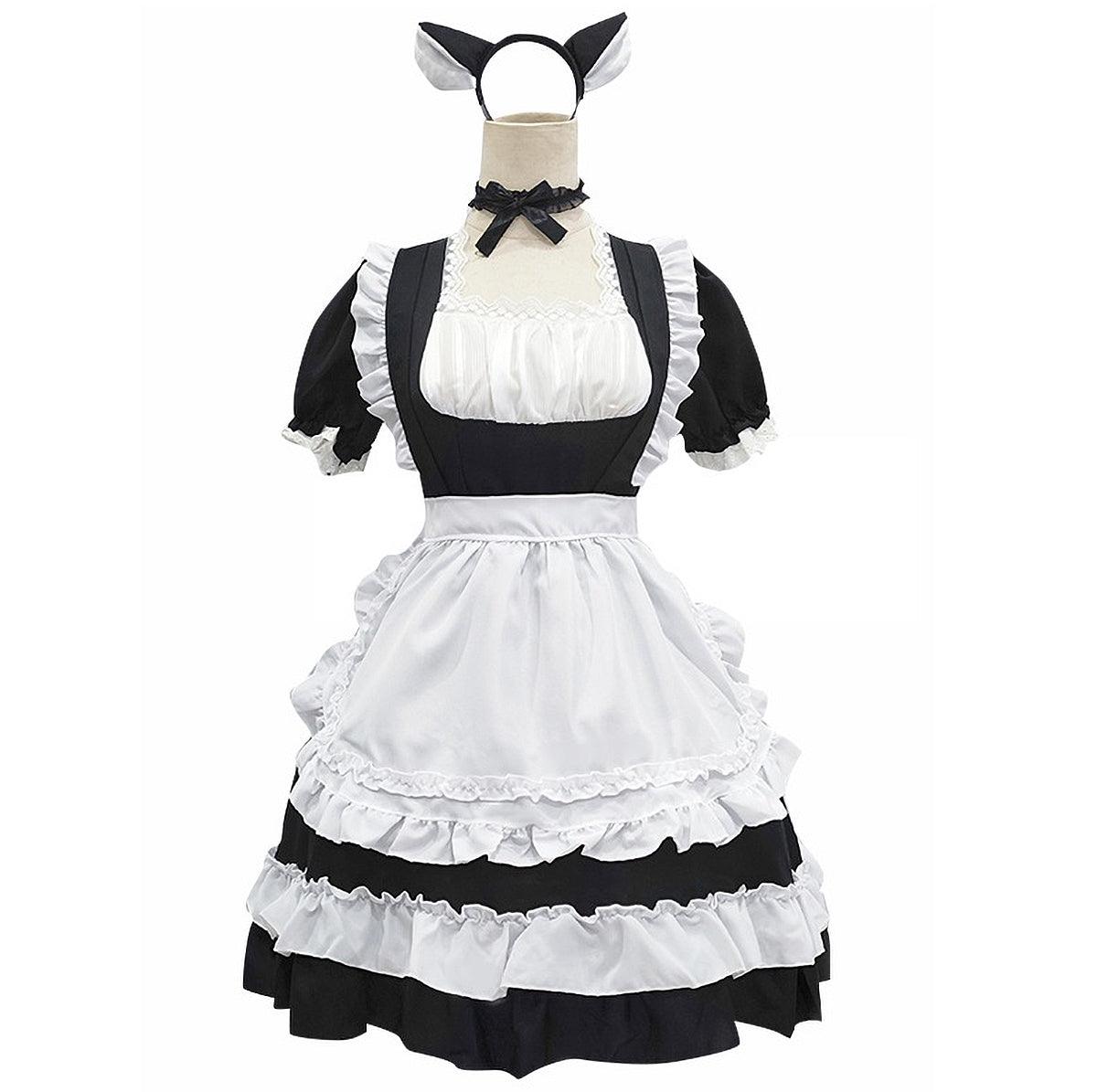 Original Black Cute Cat Maid Outfit Lolita Dress Daily Fancy College Dress Cosplay Costume