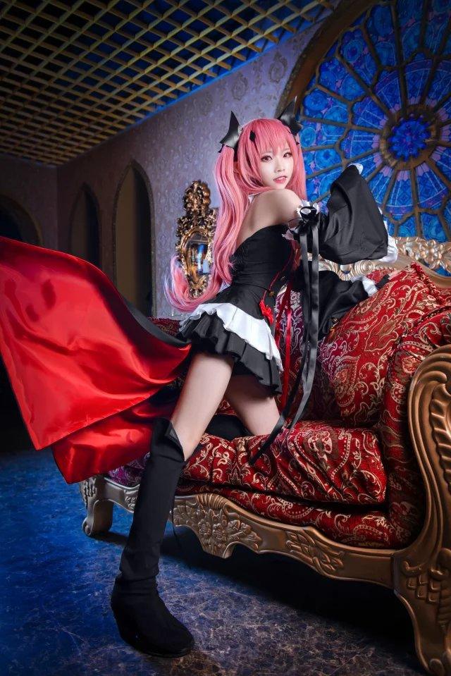 Seraph of The End Witch Vampire Krul Tepes Maid Outfit Lolita Dress Fancy Cosplay Costume