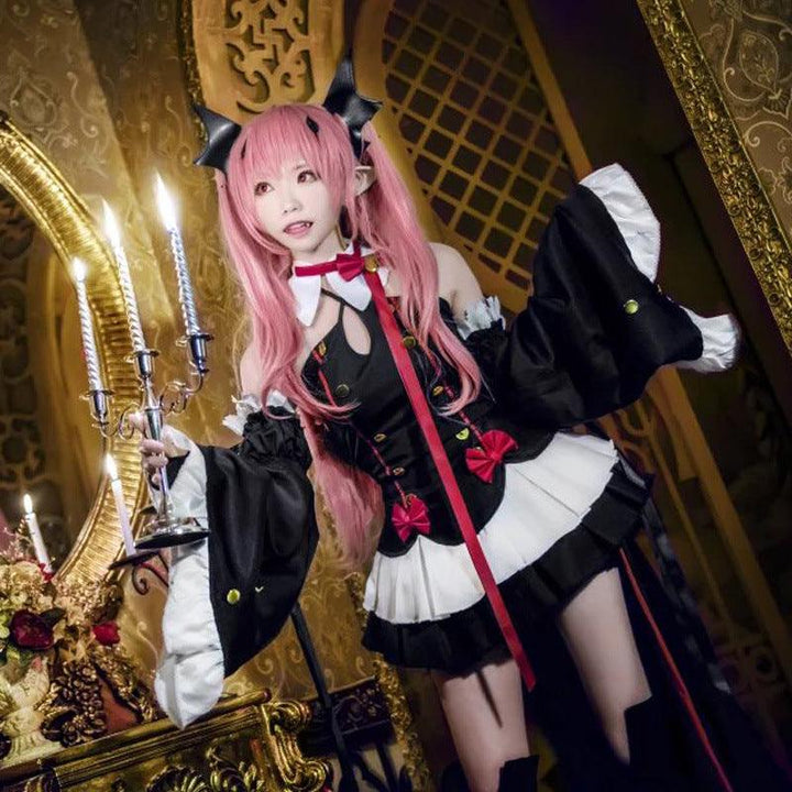 Seraph of The End Witch Vampire Krul Tepes Maid Outfit Lolita Dress Fancy Cosplay Costume