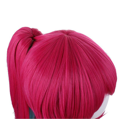 game lol cafe cutie sivir rose red gradient green long ponytail cosplay wigs
