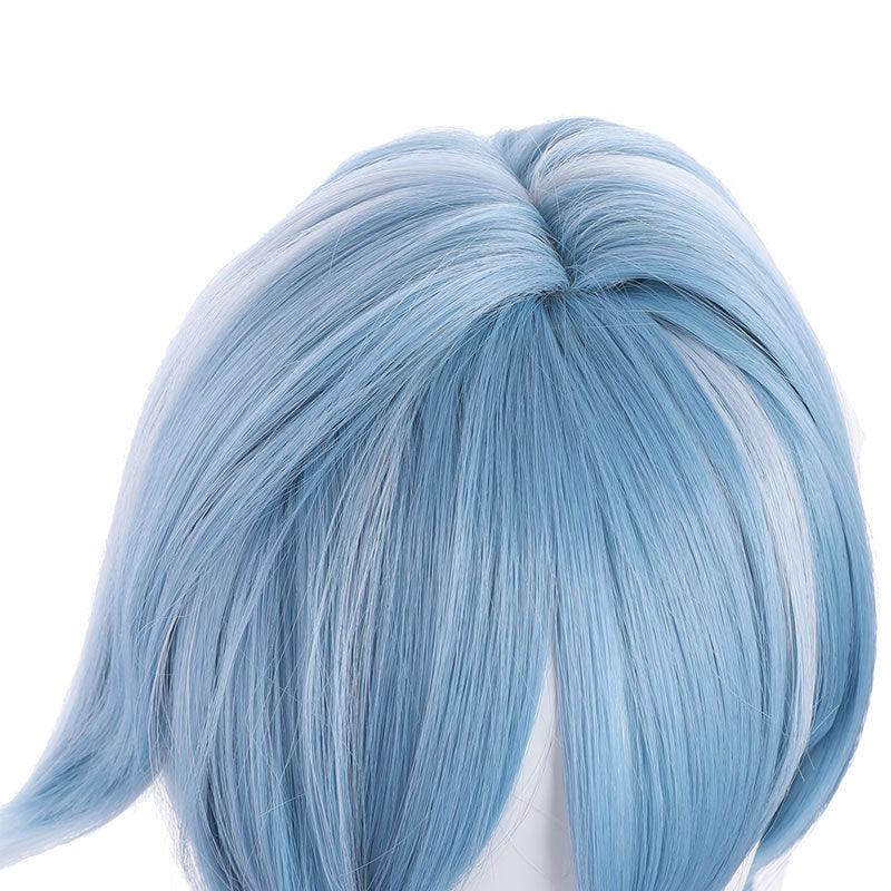 game genshin impact eula blue white long cosplay wigs