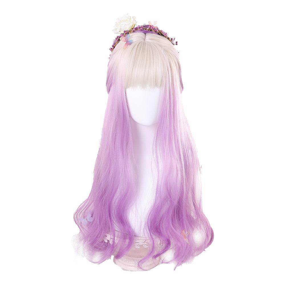 coscrew Rainbow Candy Wigs Golden gradient purple Long Lolita Wig LOLI-015A - coscrew