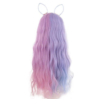 coscrew rainbow candy wigs half blue and half purple long lolita wig loli 028