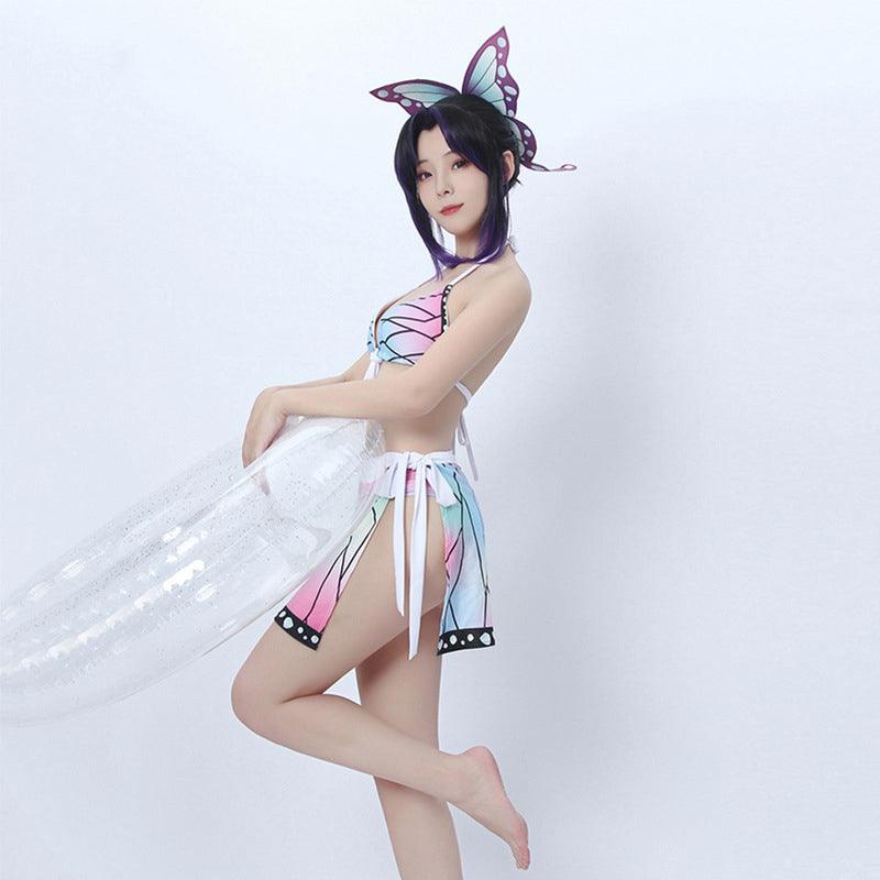 Anime Demon Slayer Kochou Shinobu Swimsuit Cosplay Costumes - coscrew