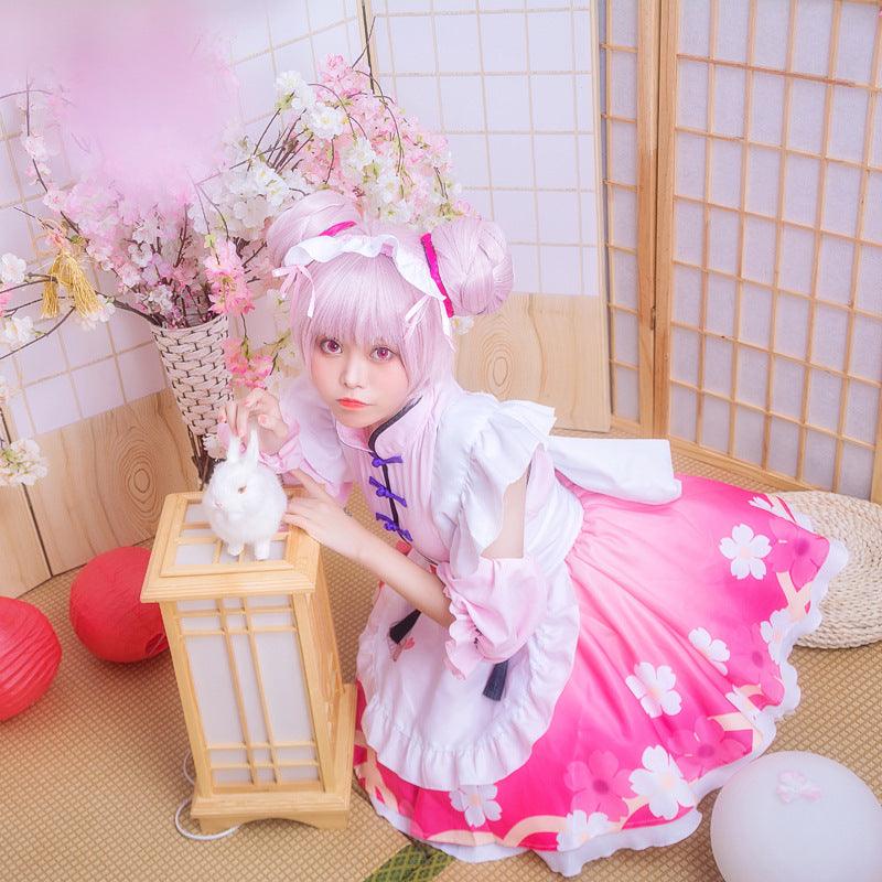Honor of Kings Xiao Qiao Pink Maid Outfit Lolita Dress Anime Game Fancy Cosplay Costume