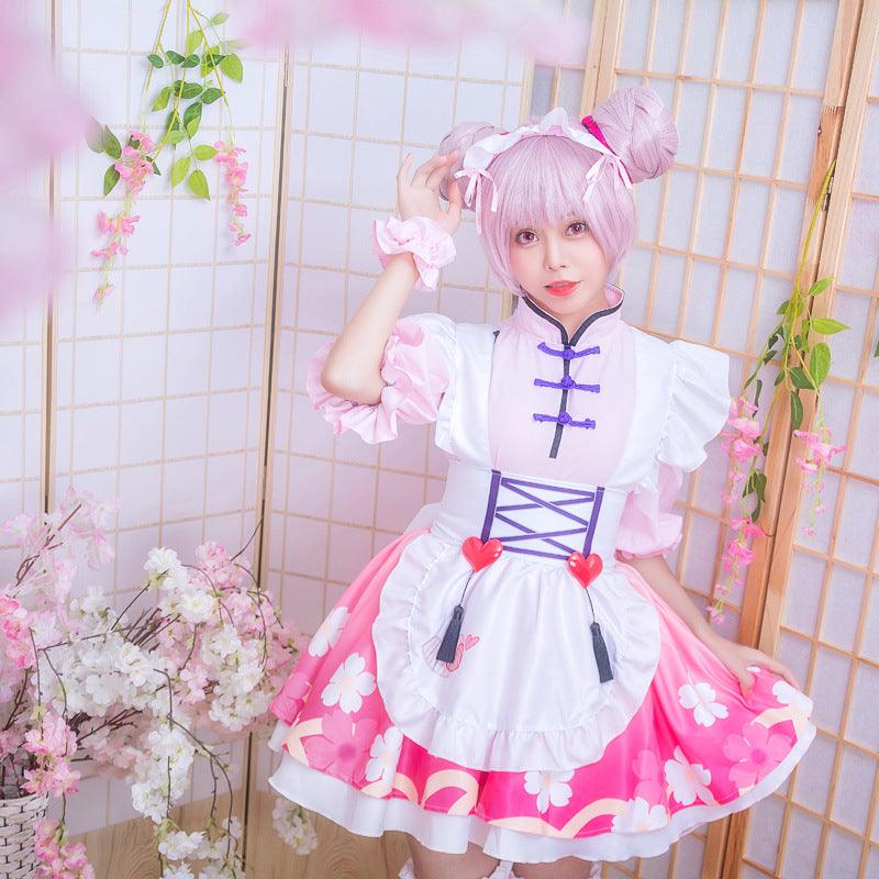 Honor of Kings Xiao Qiao Pink Maid Outfit Lolita Dress Anime Game Fancy Cosplay Costume