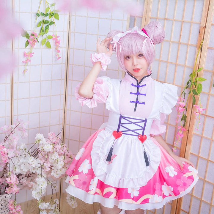 Honor of Kings Xiao Qiao Pink Maid Outfit Lolita Dress Anime Game Fancy Cosplay Costume