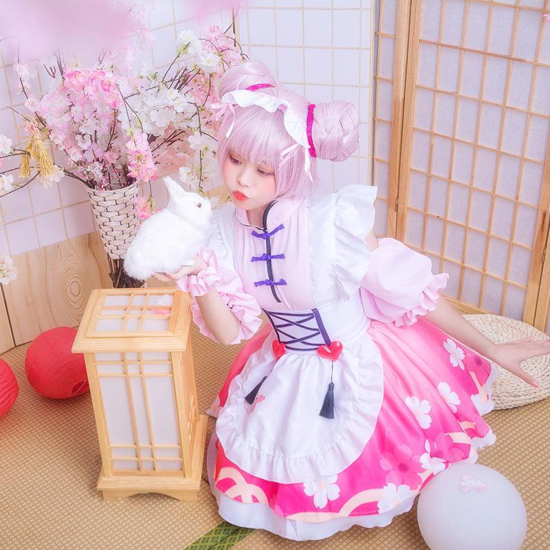 Honor of Kings Xiao Qiao Pink Maid Outfit Lolita Dress Anime Game Fancy Cosplay Costume