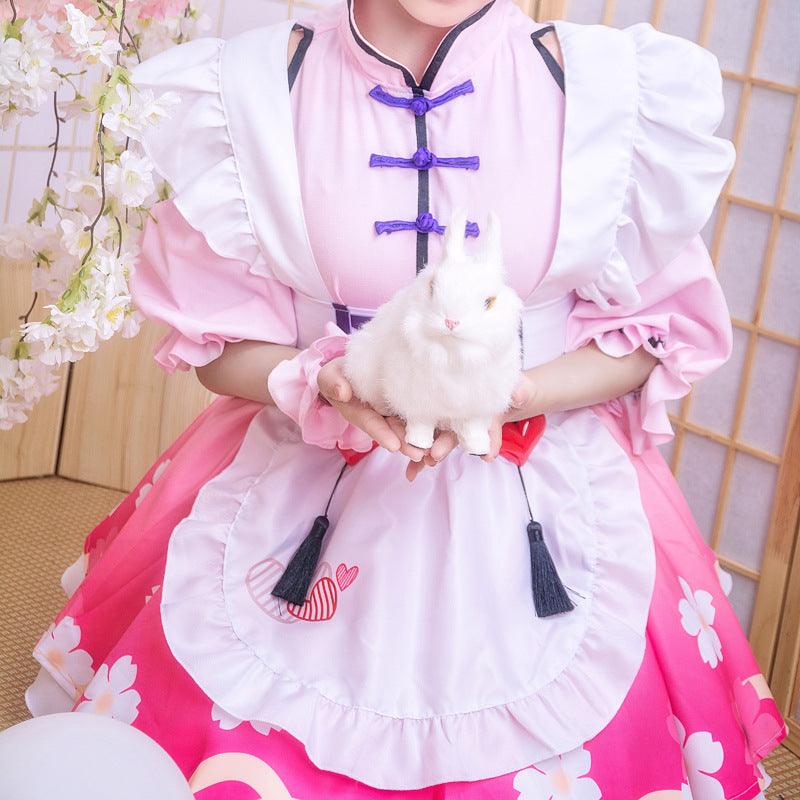 Honor of Kings Xiao Qiao Pink Maid Outfit Lolita Dress Anime Game Fancy Cosplay Costume