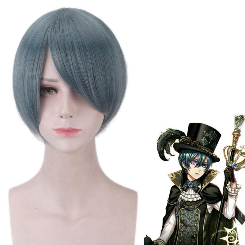 anime black butler ciel phantomhive short dark blue cosplay wigs