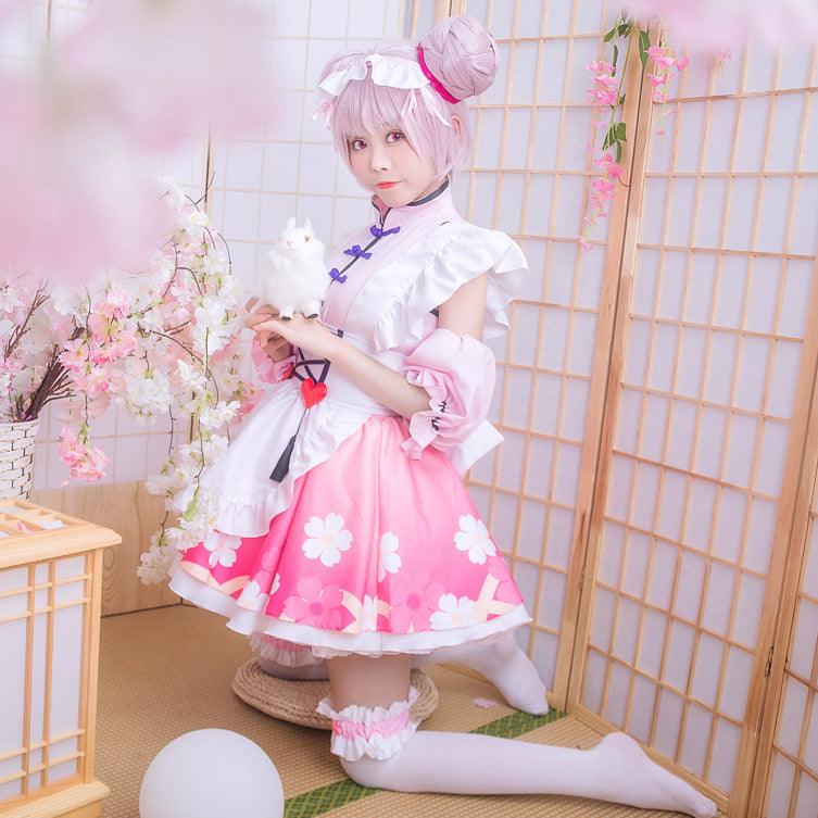 Honor of Kings Xiao Qiao Pink Maid Outfit Lolita Dress Anime Game Fancy Cosplay Costume