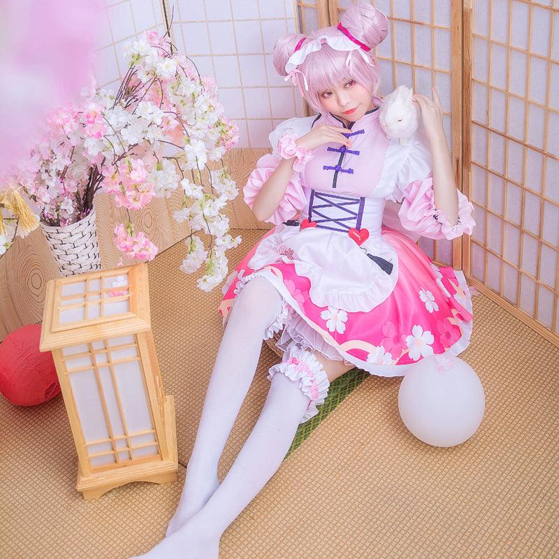 Honor of Kings Xiao Qiao Pink Maid Outfit Lolita Dress Anime Game Fancy Cosplay Costume