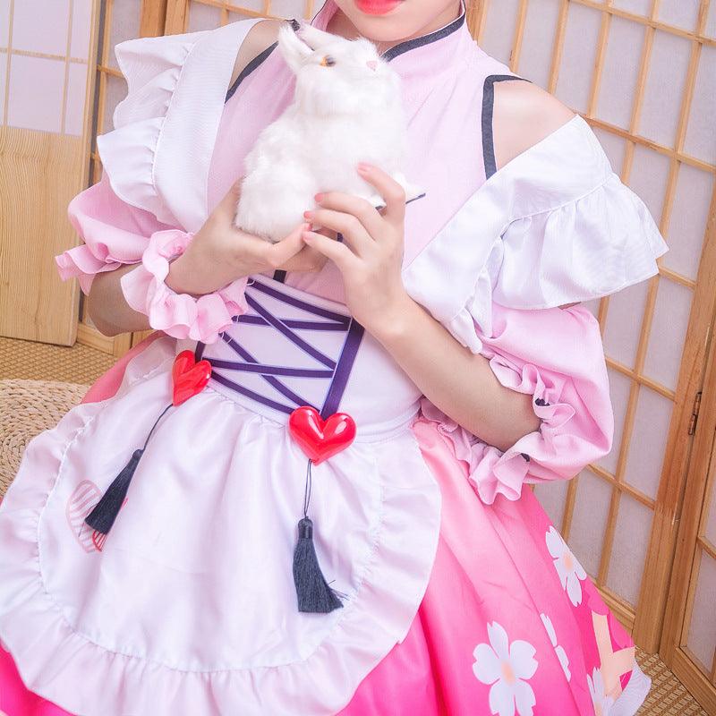 Honor of Kings Xiao Qiao Pink Maid Outfit Lolita Dress Anime Game Fancy Cosplay Costume