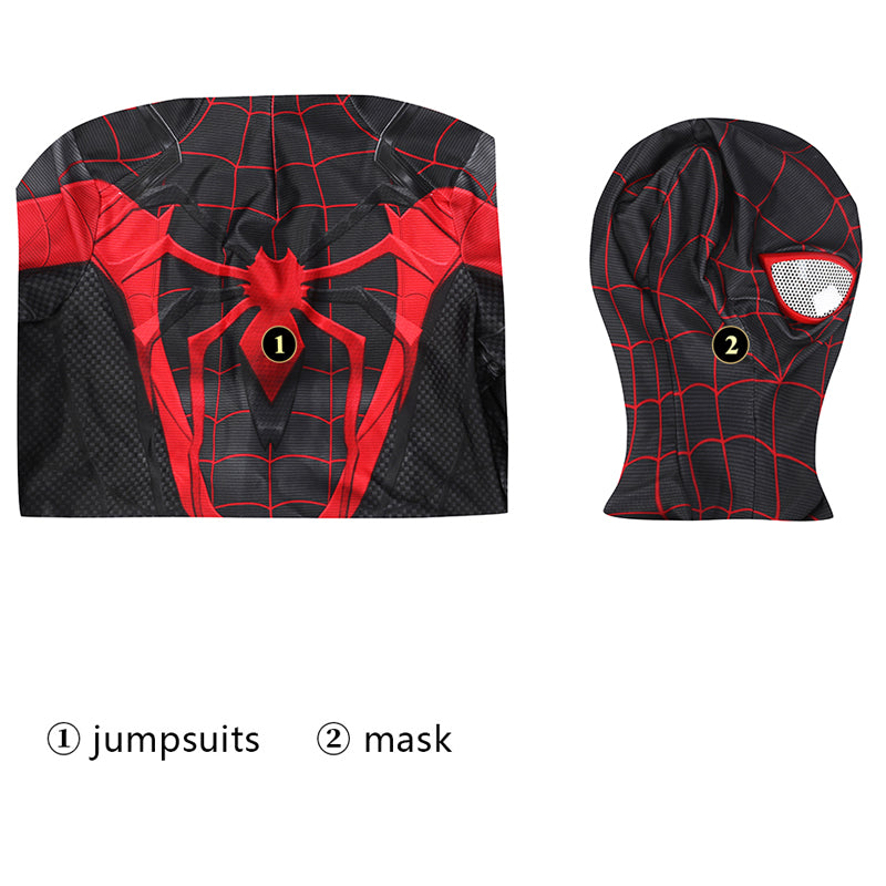 spider man ps5 miles morales suit v2 kids jumpsuit cosplay costumes